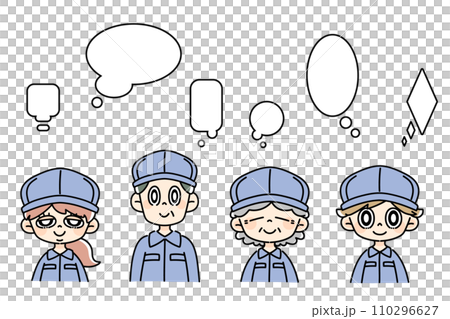 4 workers and balloon set 110296627