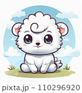 ジャンプする羊のイラスト 110296920