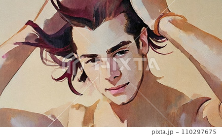 上半身裸の男性のイラスト 筋肉質な若い男性 上半身裸の男性のイラスト 筋肉質な若い男性 110297675