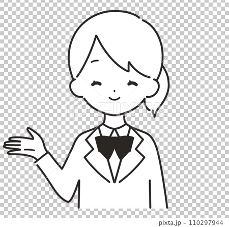單色 | 穿著西裝外套的女孩引導 | 右手 單色 | 穿著西裝外套的女孩引導 | 右手 110297944