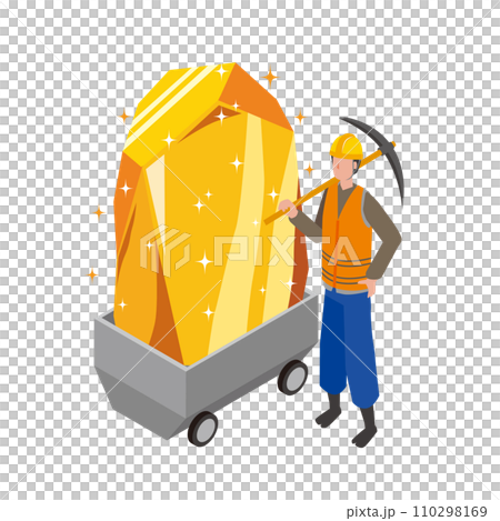 一名男子在金礦中挖掘金塊的插圖 一名男子在金礦中挖掘金塊的插圖 110298169