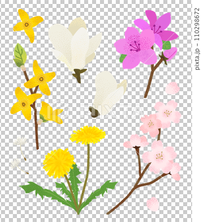 Illustration of flowers blooming in spring Illustration of flowers blooming in spring 110298672