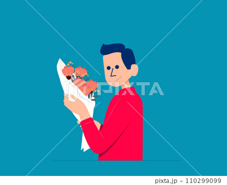 Person holding a bouquet. Business vector illustration concept Person holding a bouquet. Business vector illustration concept 110299099