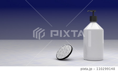 シャンプーとシャンプーブラシ、3DCG 110299148