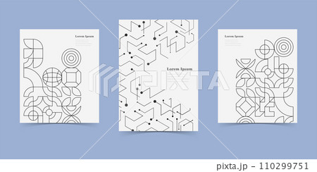 幾何学 抽象 六角形 科学 背景 カバー セット 110299751