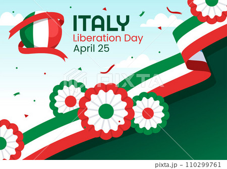 Happy Italy Liberation Day Vector Illustration on April 25 with Waving Flag Italian and Ribbon in Holiday Holiday Flat Cartoon Background 110299761