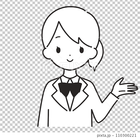 モノクロ｜案内するブレザーの女の子｜左手 110300221