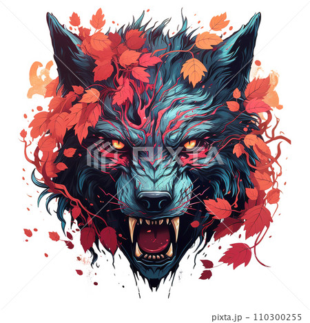Angry wolf head design isolated on transparent background. PNG Files, Mammals, Wildlife Animals, Illustration, Generative AI. 110300255