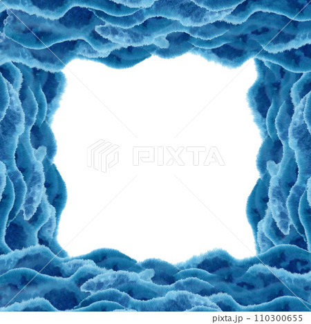 Watercolor blue frame for the image of the sea, waves, sky, clouds, fog, background, abstract seascapes with texture. Illustrations are isolated on a white background and created for design projects Watercolor blue frame for the image of the sea, waves, sky, clouds, fog, background, abstract seascapes with texture. Illustrations are isolated on a white background and created for design projects 110300655