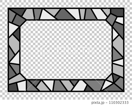 Stained glass frame made of colorful glass and glass shards 110302333