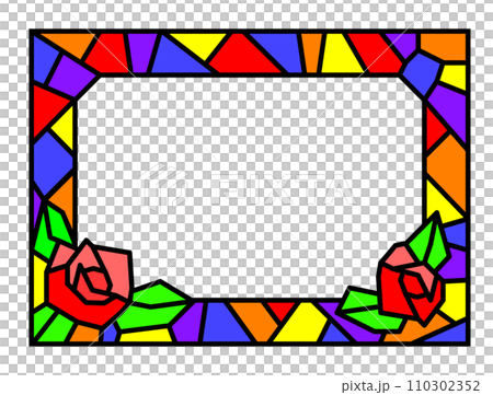 由彩色玻璃和玻璃碎片製成的彩色玻璃框架 由彩色玻璃和玻璃碎片製成的彩色玻璃框架 110302352