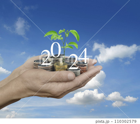 Happy new year 2024 business ecological cover concept Happy new year 2024 business ecological cover concept 110302579