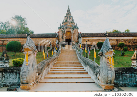 beautiful architecture at Pra That Lampang Luang in Thailand 110302606