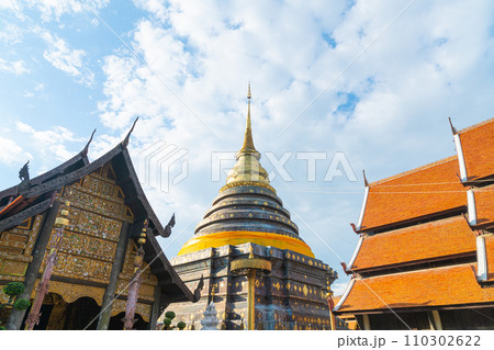 beautiful architecture at Pra That Lampang Luang in Thailand 110302622