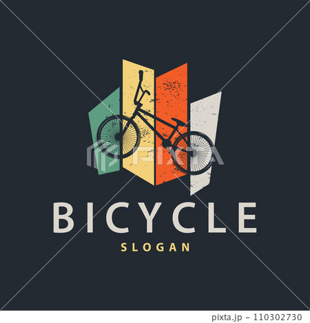 Bicycle logo design bicycle sport club simple vintage black silhouette template illustration Bicycle logo design bicycle sport club simple vintage black silhouette template illustration 110302730