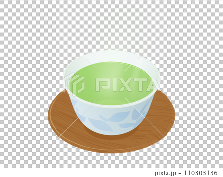 湯気が出ている温かい一杯の緑茶のイラスト 湯気が出ている温かい一杯の緑茶のイラスト 110303136