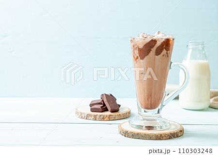 Iced chocolate milkshake drink 110303248