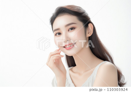 若い女性の美容イメージ (頬に手) 若い女性の美容イメージ (頬に手) 110303924
