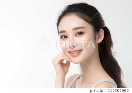 若い女性の美容イメージ (頬に手) 若い女性の美容イメージ (頬に手) 110303969