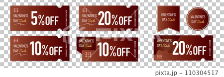 Vector design set 1 of chocolate colored discount coupons that can be used for Valentine's Day sale Vector design set 1 of chocolate colored discount coupons that can be used for Valentine's Day sale 110304517