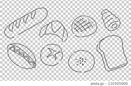 Loose simple bread set line drawing 110305000