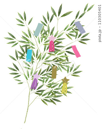 七夕笹白背景_縦 七夕笹白背景_縦 110305401