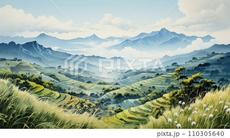 棚田のある里山の風景