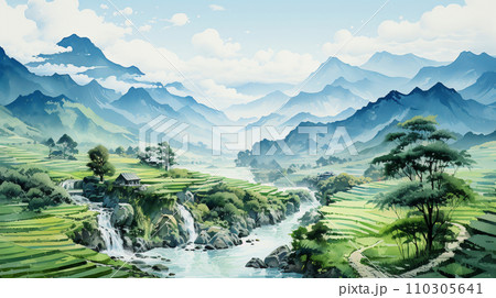 棚田のある里山の風景