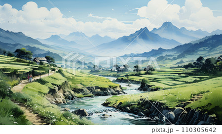 棚田のある里山の風景