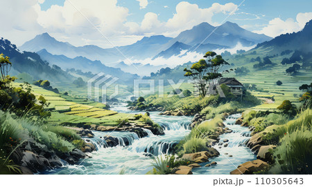 棚田のある里山の風景