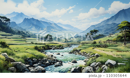 棚田のある里山の風景