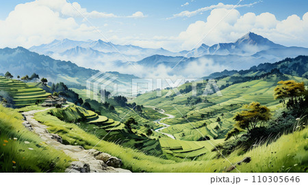 棚田のある里山の風景