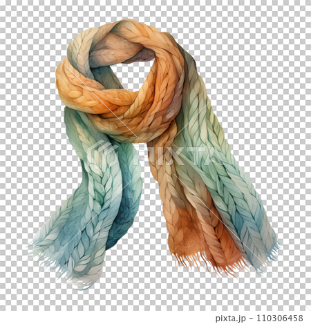 Colorful winter scarf, winter accessories, watercolor illustration 110306458