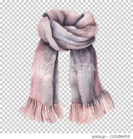Colorful winter scarf, winter accessories, watercolor illustration Colorful winter scarf, winter accessories, watercolor illustration 110306459