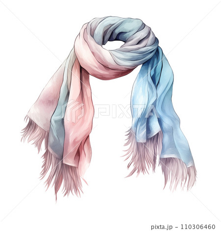 Colorful winter scarf, winter accessories, watercolor illustration Colorful winter scarf, winter accessories, watercolor illustration 110306460