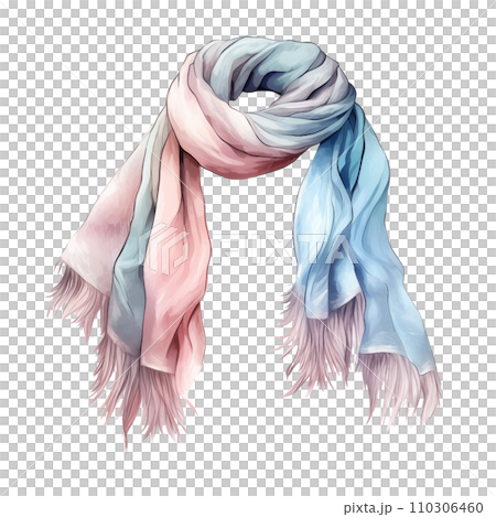 Colorful winter scarf, winter accessories, watercolor illustration Colorful winter scarf, winter accessories, watercolor illustration 110306460