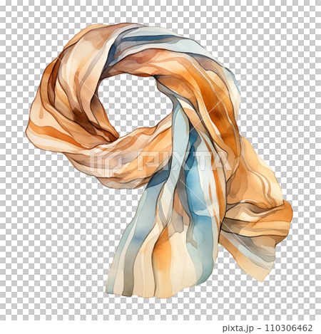 Colorful winter scarf, winter accessories, watercolor illustration Colorful winter scarf, winter accessories, watercolor illustration 110306462