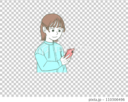 一個操作智能手機的年輕女子 110306496