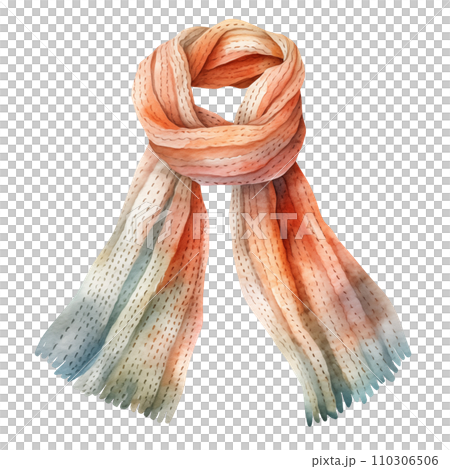 Colorful winter scarf, winter accessories, watercolor illustration Colorful winter scarf, winter accessories, watercolor illustration 110306506