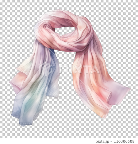 Colorful winter scarf, winter accessories, watercolor illustration 110306509