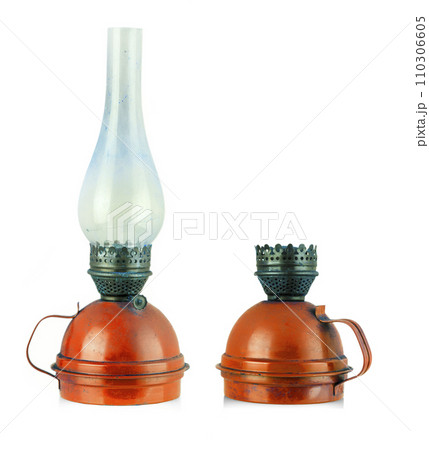 Old kerosene red lamp isolated over white background Old kerosene red lamp isolated over white background 110306605