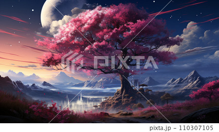 桃源郷：桃・梅・桜の花が咲き乱れる里