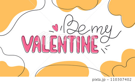 Valentines Day banner with lettering. Hand drawn greeting card. Vector illustration. 110307402