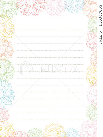 花柄の便箋テンプレートのイラスト素材 [110307695] - PIXTA