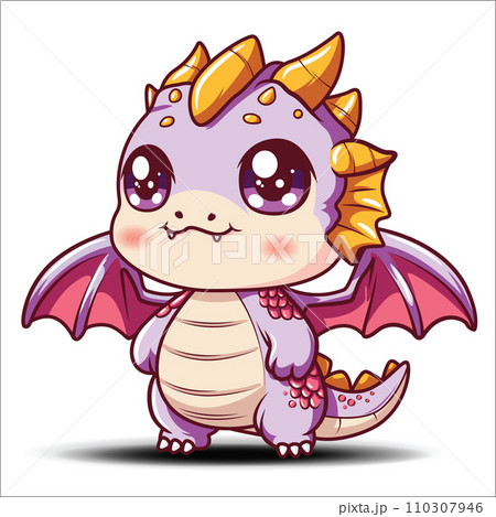 cute cartoon shibi chinese dragon character. cute cartoon shibi chinese dragon character. 110307946