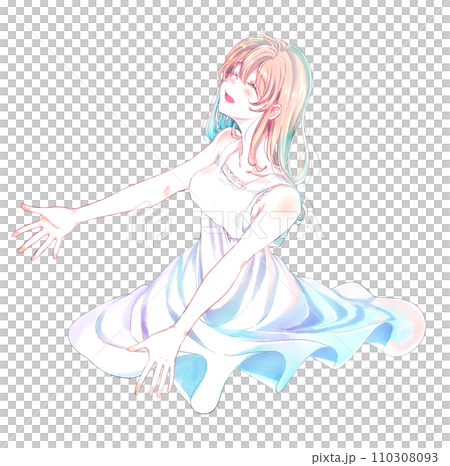 両手を広げる幸せそうな女性 両手を広げる幸せそうな女性 110308093