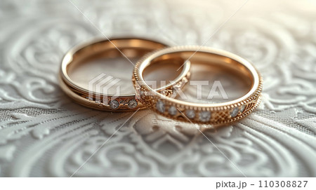 結婚式のイメージ：ペアの結婚指輪（精緻CG）
