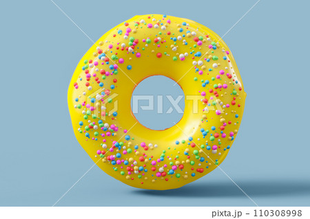 Chocolate glazed donut with sprinkles on a grey background Chocolate glazed donut with sprinkles on a grey background 110308998