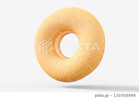 Chocolate glazed donut with sugar on a white background Chocolate glazed donut with sugar on a white background 110308999