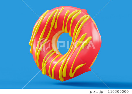 Chocolate glazed donut with sprinkles on a blue background Chocolate glazed donut with sprinkles on a blue background 110309000